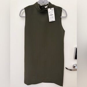 Zara Olive Sleeveless Dress